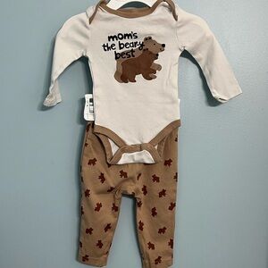Okie Dokie Baby 6 Month Tan & White Bear Outfit